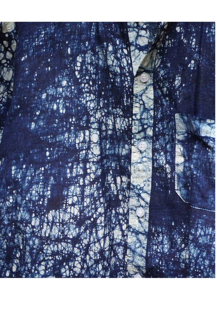 MAO SS SHIRT, BLUE, BATIK_DROPS, COTTON