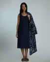 OVERCOAT SET DRESS, DARK BLUE, BATIK, COTTON