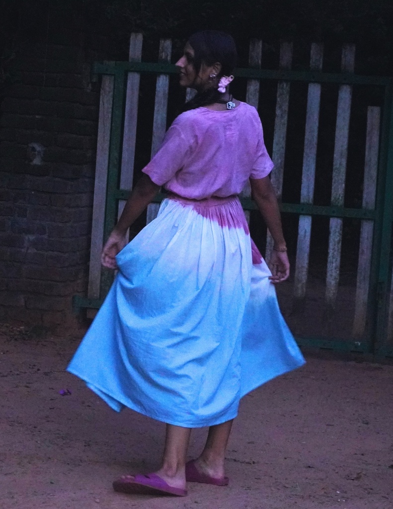 EVERYDAY DRESS, BLUE-PINK-WHITE, SHIBORI, COTTON