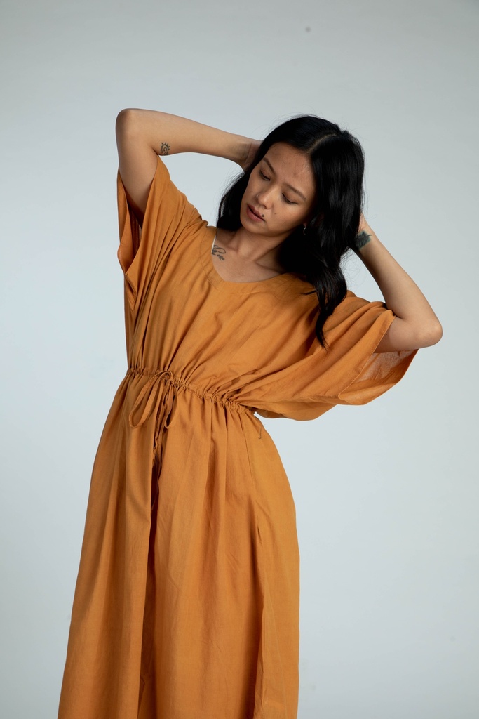 MAXI STRING KAFTAN, OCHRE, COTTON