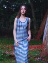 STRIPED DRESS, PINK-BLUE, SHIBORI TIE-DYE, KNITTED, JERSEY COTTON