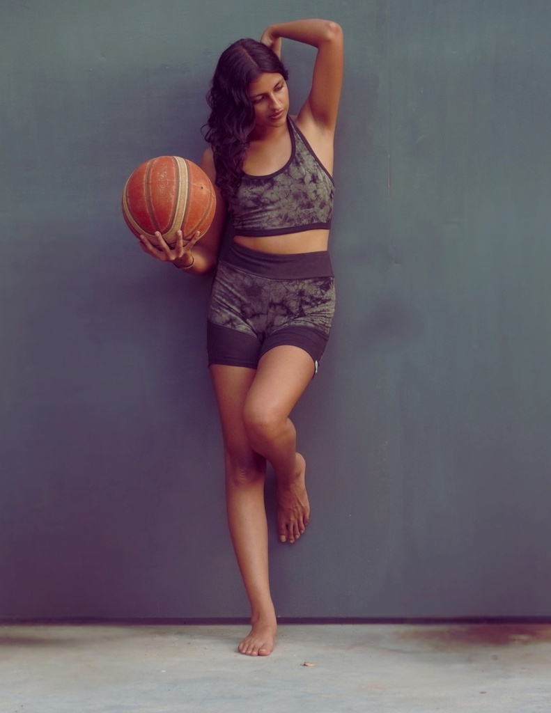 SPORTS BRA, GREY-BLACK, COTTON