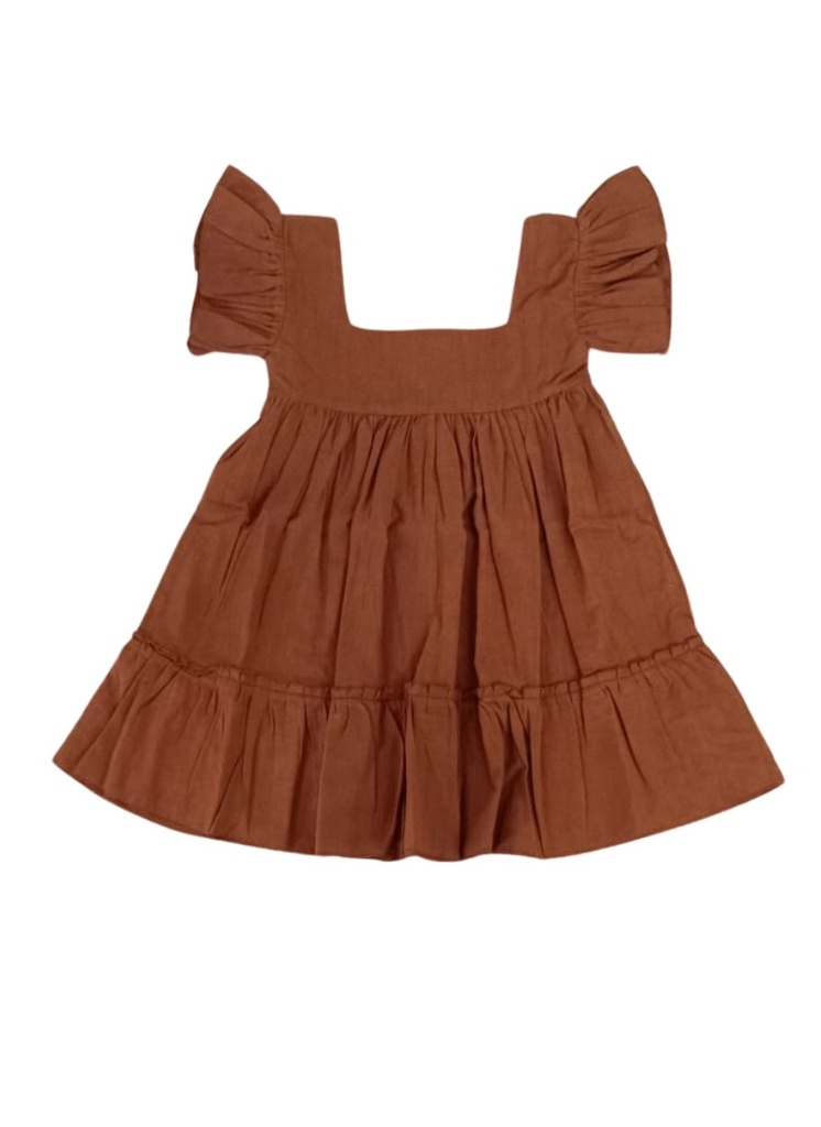 BABY PAA DRESS, BROWN, COTTON