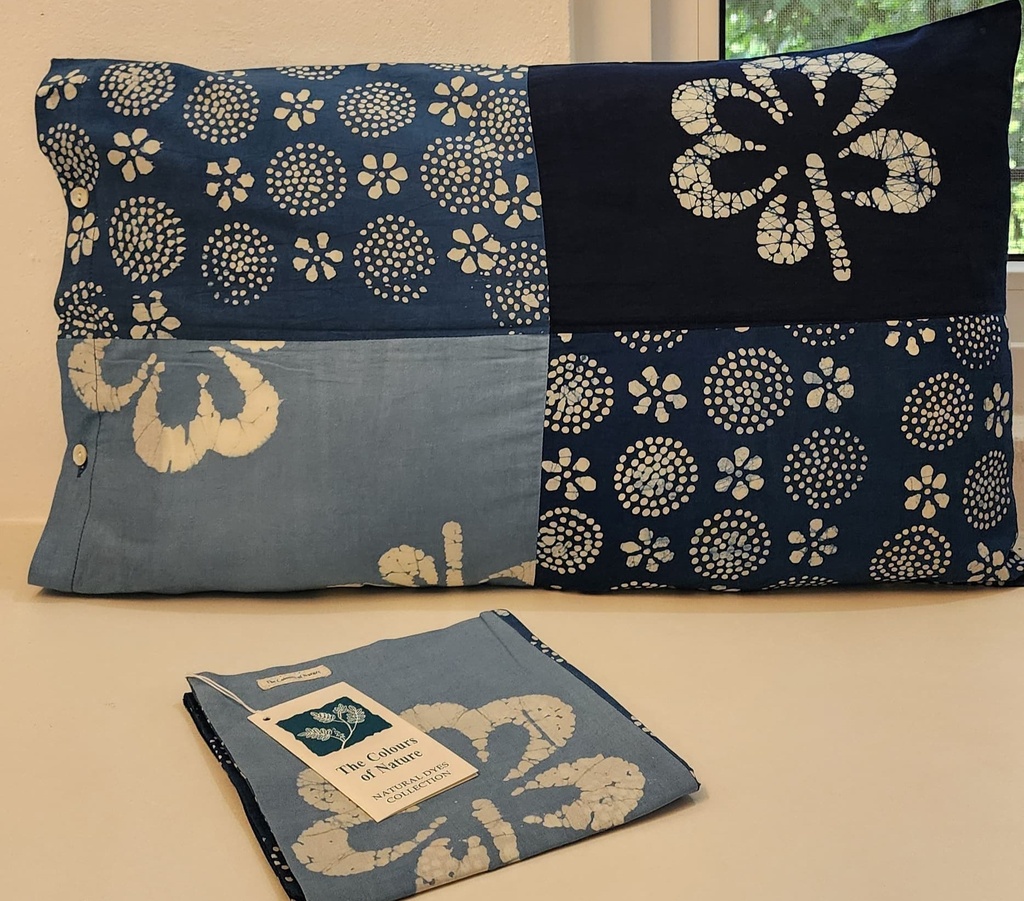 SET PILLOW COVER, BLUE, BATIK FLOWER, COTTON