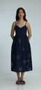 STRAPPY DRESS, DARK BLUE, BATIK ROUNDFLOWER, COTTON