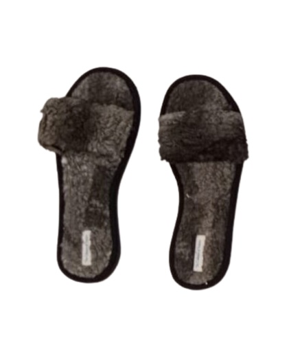 SLIPPER, SHERPA, GREY, SHIBORI