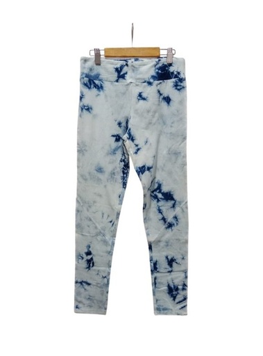 YOGA LEGGINGS, WHITE-BLUE, SHIBORI, COTTON