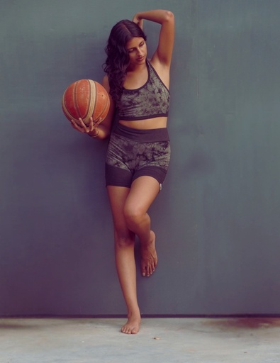 SPORTS BRA, GREY-BLACK, COTTON