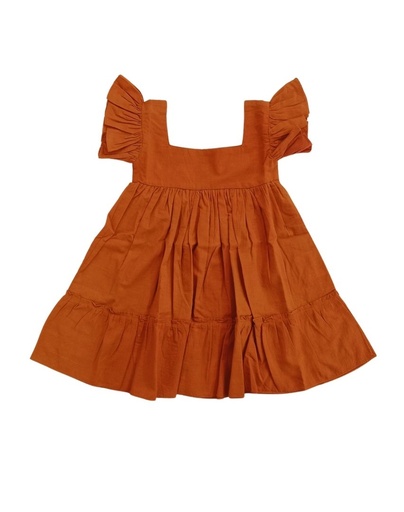 BABY PAA DRESS, ORANGE, COTTON