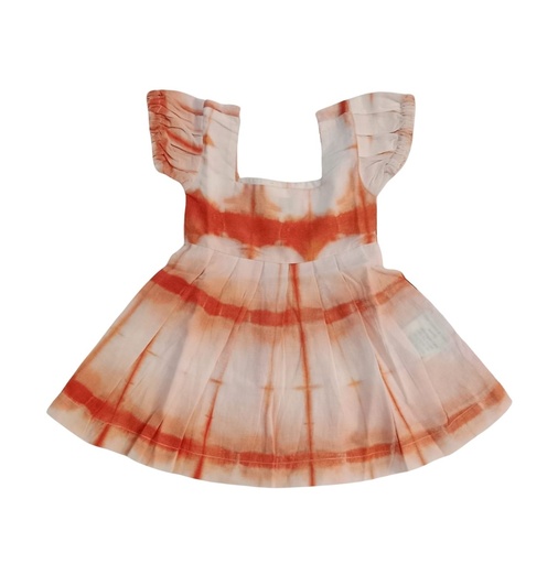 [DRE-BAP-PE-SHI-COT/3_4] BABY PUFFY DRESS, PEACH, SHIBORI, COTTON