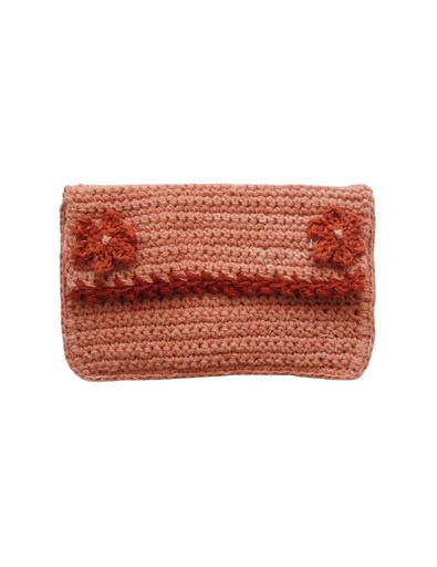 [POU-CRO-PK-COT/0S] CROCHET POUCH, PINK, COTTON